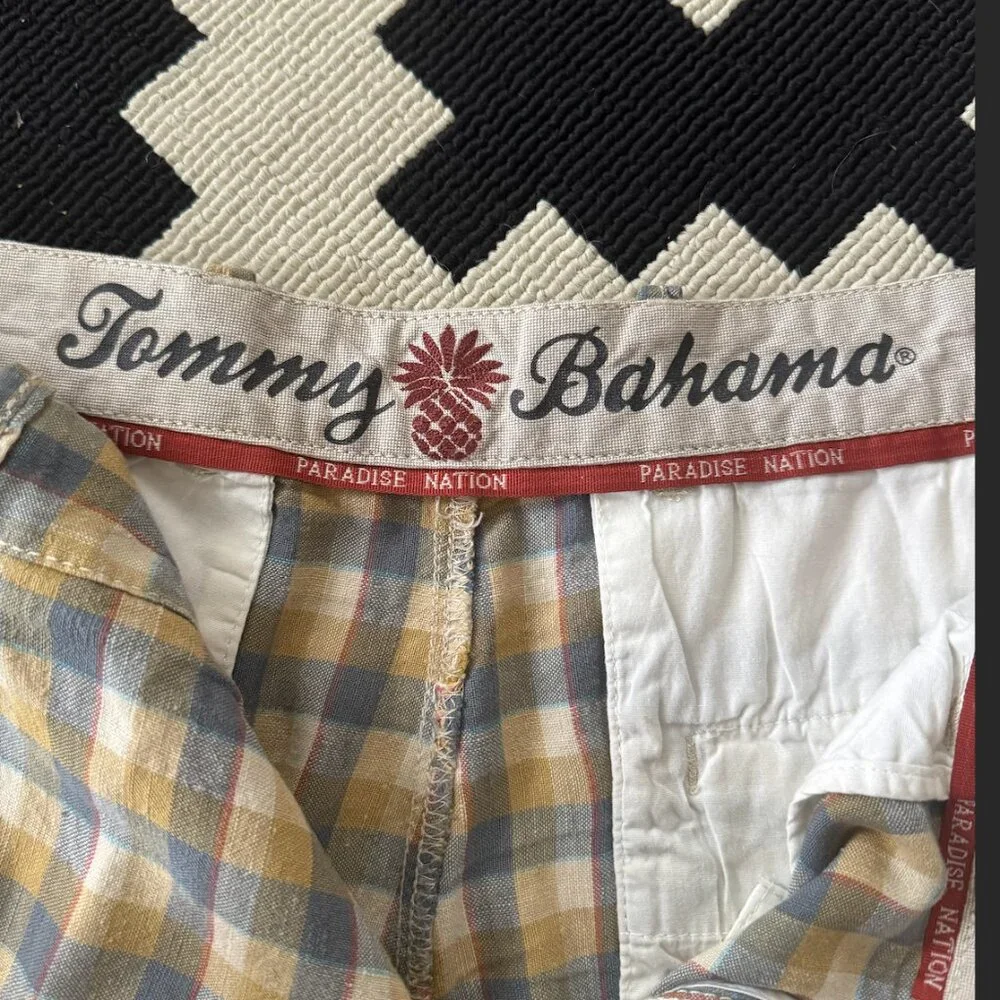 Tommy Bahama Shorts Men’s 34 Plaid Checkered Linen & Silk - Picture 2 of 5